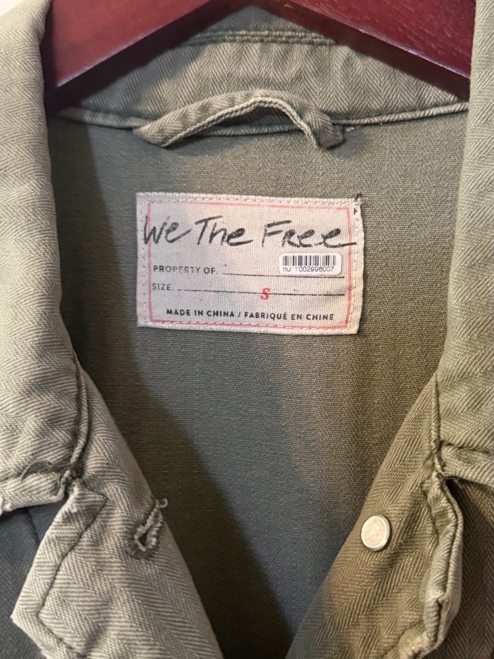 Free People Forever Free Military Tiered Jacket in Khaki with Olive Green Wash - Picture 7 of 7